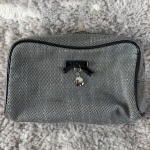 Dior Houndstooth Bow Charm F918128000 Cosmetic Makeup Bag Black White